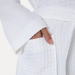 Piquée Bademantel mit Kapuze weiß(snow)