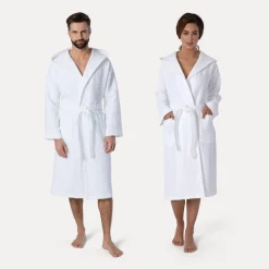 Piquée Bademantel mit Kapuze weiß(snow)