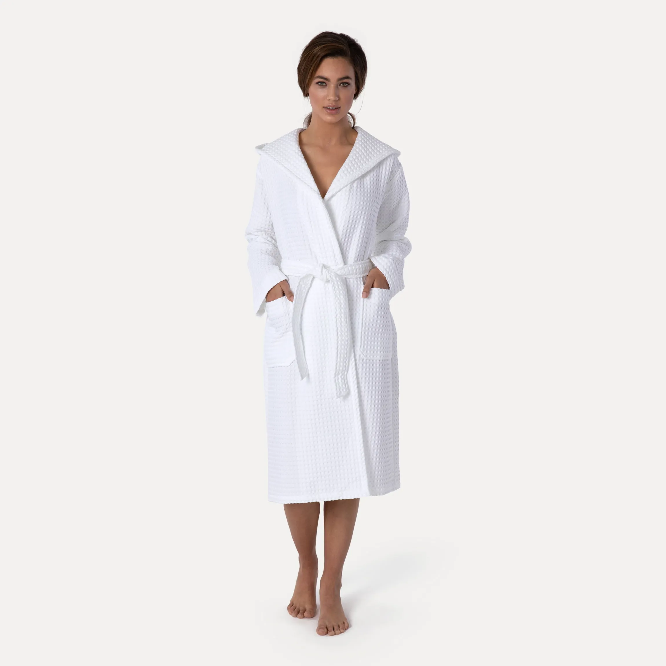 Piquée Bademantel mit Kapuze weiß(snow)