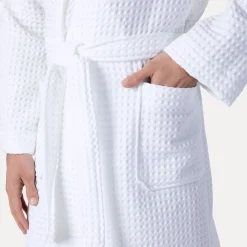 Piquée Bademantel mit Kapuze weiß(snow)