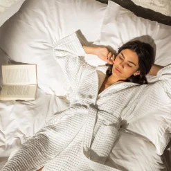 Piquée Bademantel mit Kapuze weiß(snow)