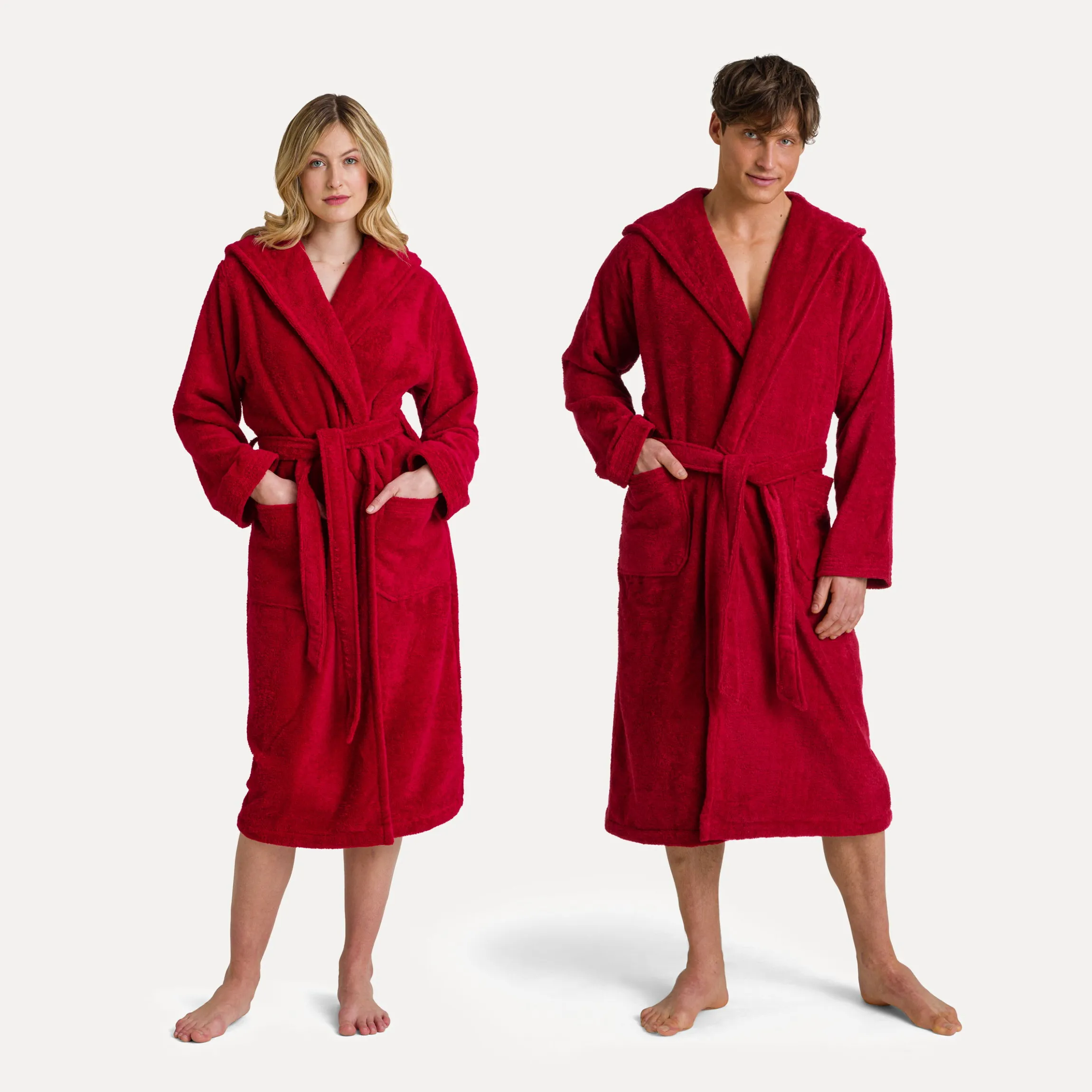 Superwuschel Bademantel mit Kapuze rot(ruby)
