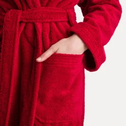 Superwuschel Bademantel mit Kapuze rot(ruby)