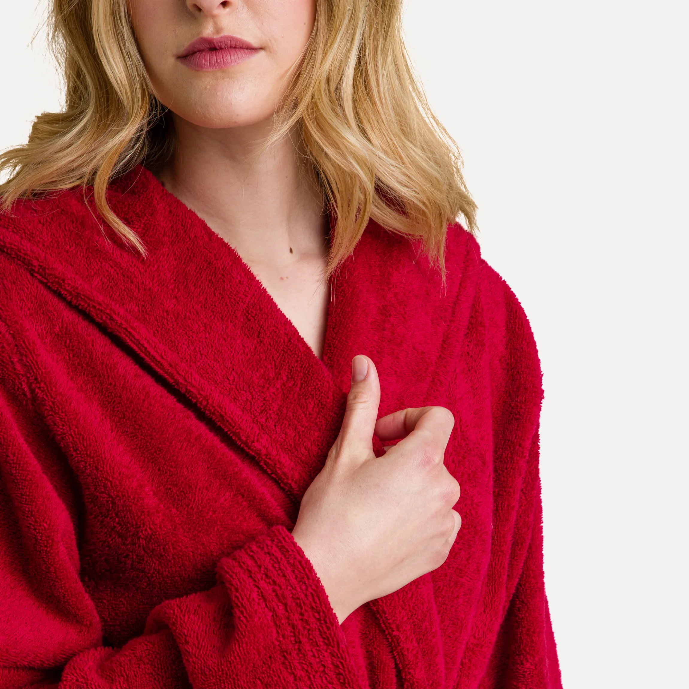 Superwuschel Bademantel mit Kapuze rot(ruby)