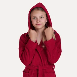 Superwuschel Bademantel mit Kapuze rot(ruby)
